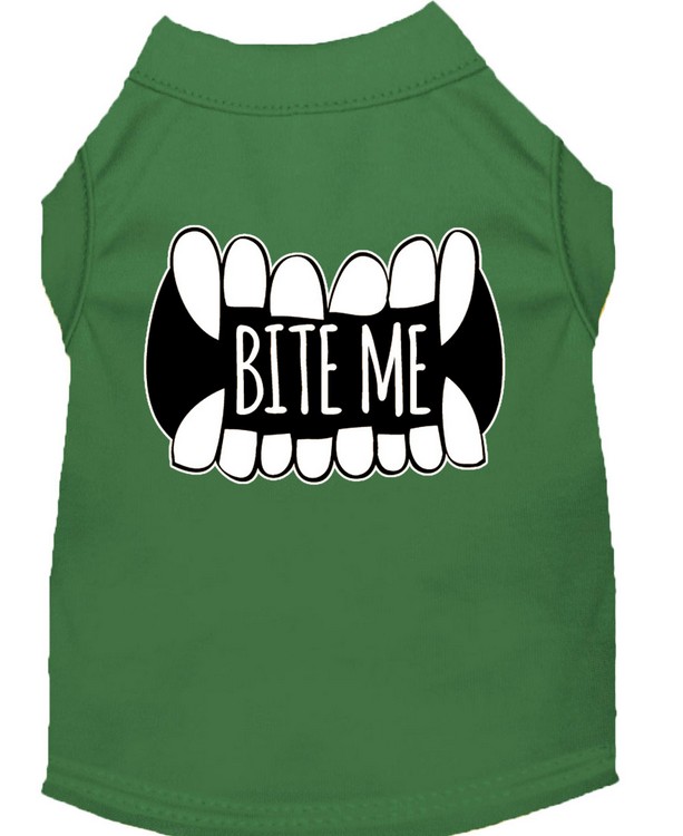 Bite Me Screen Print Dog Shirt Green XXL